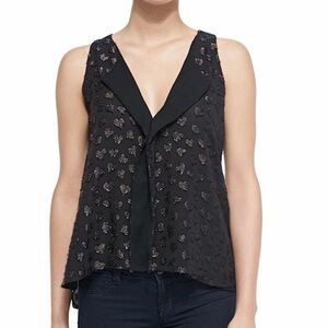 Alice + Olivia XS black sleeveless top with glittery heart pattern size XS